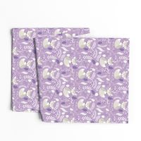 Gray Fox - Sleepy Foxes (lavender crocus) Baby Girl Nursery Woodland Animals Kids Childrens Bedding C2