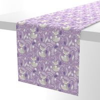 Gray Fox - Sleepy Foxes (lavender crocus) Baby Girl Nursery Woodland Animals Kids Childrens Bedding C2