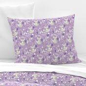 Gray Fox - Sleepy Foxes (lavender crocus) Baby Girl Nursery Woodland Animals Kids Childrens Bedding C2