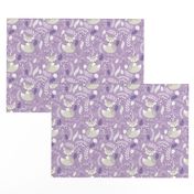 Gray Fox - Sleepy Foxes (lavender crocus) Baby Girl Nursery Woodland Animals Kids Childrens Bedding C2