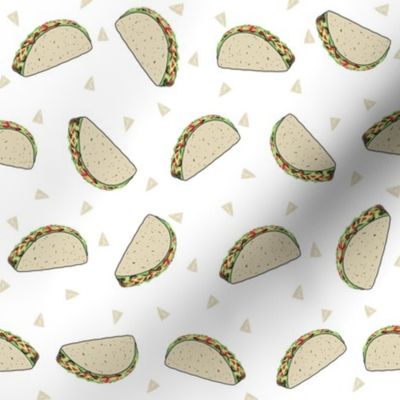 Taco food pattern white by andrea lauren
