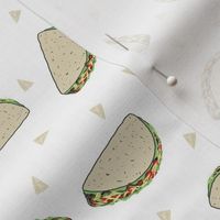 Taco food pattern white by andrea lauren