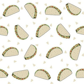 Taco food pattern white by andrea lauren