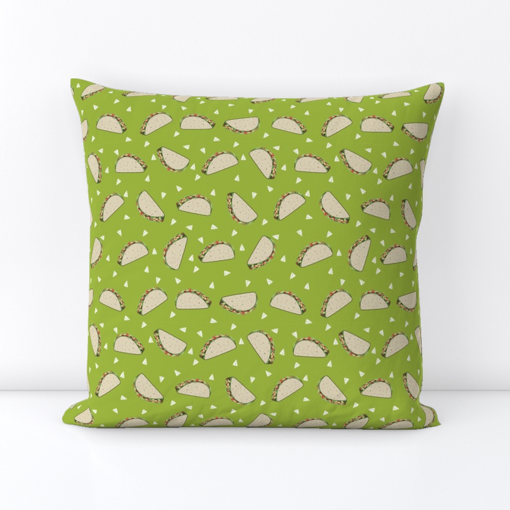 Taco food pattern light green by andrea lauren