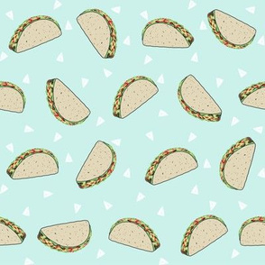 Taco food pattern light blue  by andrea lauren