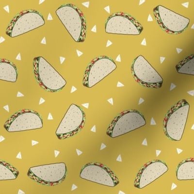 Taco food pattern mustard by andrea lauren