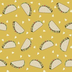 Taco food pattern mustard by andrea lauren