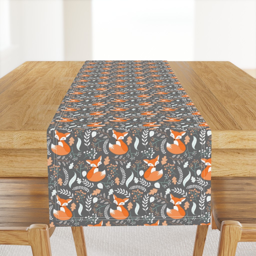 Fox - Sleepy Foxes (grey stone) Baby Nursery Woodland Animals Kids Childrens Bedding ST2