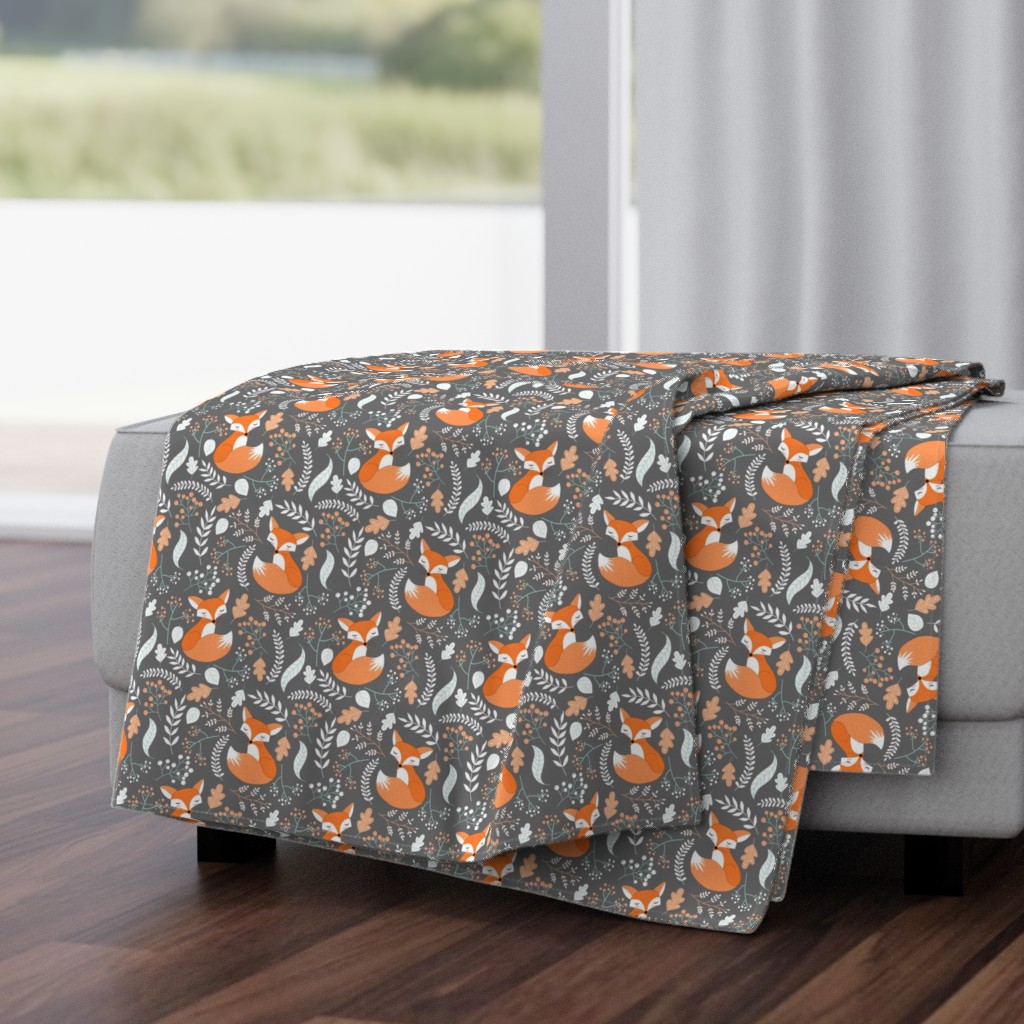 Fox - Sleepy Foxes (grey stone) Baby Nursery Woodland Animals Kids Childrens Bedding ST2