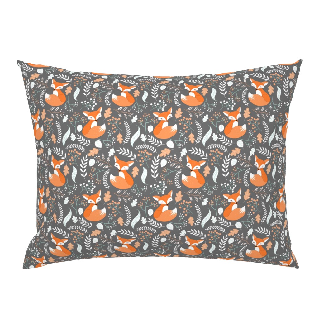 Fox - Sleepy Foxes (grey stone) Baby Nursery Woodland Animals Kids Childrens Bedding ST2