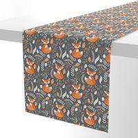 Fox - Sleepy Foxes (grey stone) Baby Nursery Woodland Animals Kids Childrens Bedding ST2