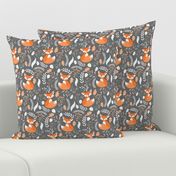 Fox - Sleepy Foxes (grey stone) Baby Nursery Woodland Animals Kids Childrens Bedding ST2