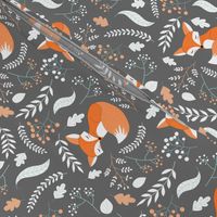 Fox - Sleepy Foxes (grey stone) Baby Nursery Woodland Animals Kids Childrens Bedding ST2