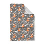 Fox - Sleepy Foxes (grey stone) Baby Nursery Woodland Animals Kids Childrens Bedding ST2