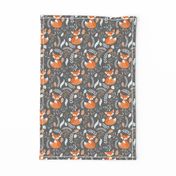 Fox - Sleepy Foxes (grey stone) Baby Nursery Woodland Animals Kids Childrens Bedding ST2