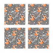 Fox - Sleepy Foxes (grey stone) Baby Nursery Woodland Animals Kids Childrens Bedding ST2