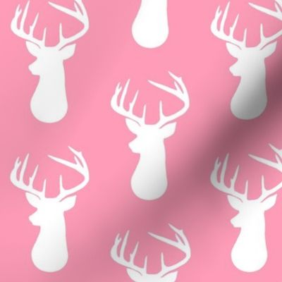 Pink + White Deer Buck Silhouette – Woodland Baby Girl Nursery Bedding