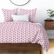 Bears & Trees – Gray, Raspberry + Pink Plaid Bear Buffalo Plaid Check Woodland Baby Girl Nursery Bedding