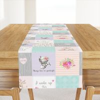 Cute Woodland Patchwork Quilt - Deer Fox Raccoon Cheater Quilt - Pink Peach + Mint Nursery Ginger Lous