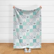 Purrrfect Kitten Patchwork Quilt - Mint & Grey - Purrrfect... just like my mama