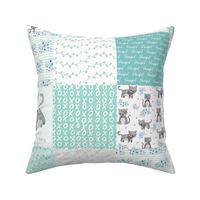 Purrrfect Kitten Patchwork Quilt - Mint & Grey - Purrrfect... just like my mama