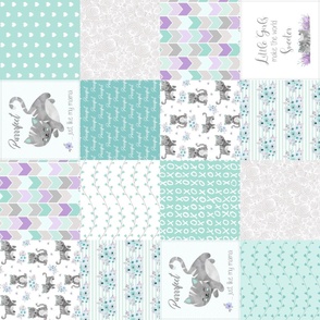 Purrrfect Kitten Patchwork Quilt ROTATED - Mint & Grey - Purrrfect... just like my mama