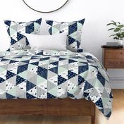 the northern lights triangle wholecloth (buck and moose) woodland quilt top (90)