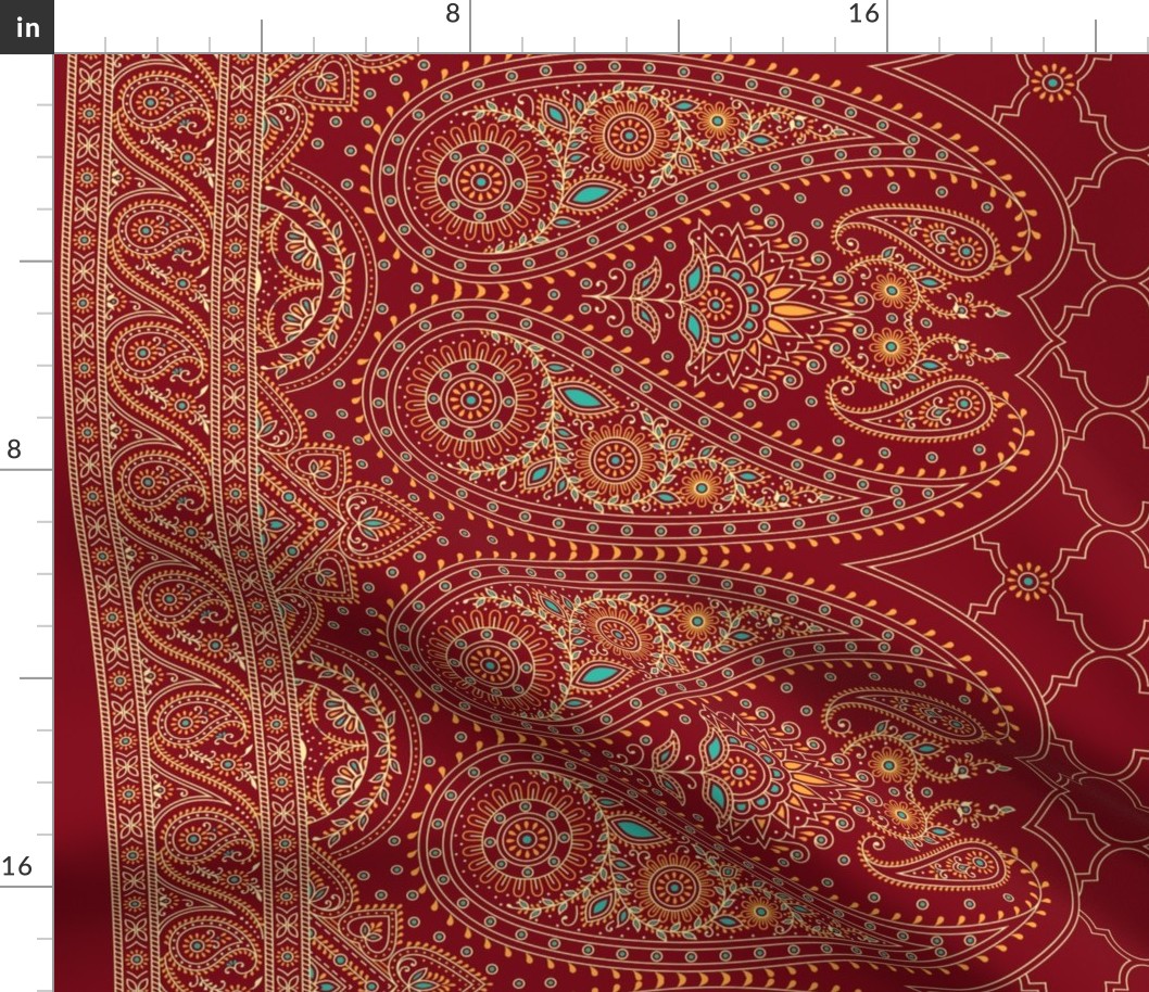 58" Double-Edged Red Sari Saree