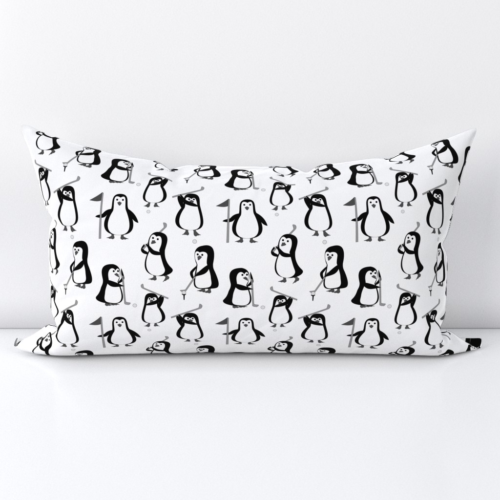 penguin golf grayscale