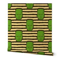 frankenstein on stripes - halloween fabric