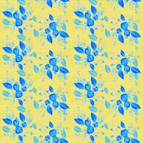 Roses blue leaves and yellow background-ch