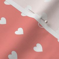 White Hearts on Coral – Love Heart Valentines Day Baby Girl