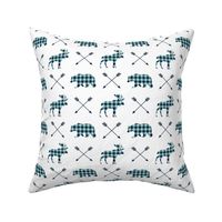 Bear, Moose & Arrows - Navy and Mint Buffalo Plaid Lumberjack Baby Nursery Kids Childrens Bedding Woodland Animals