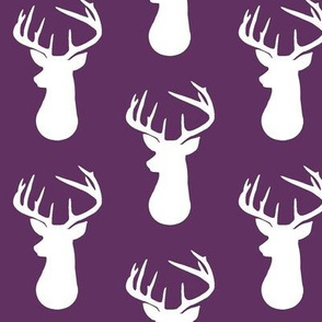 Plum + White Deer Buck Silhouette – Woodland Baby Girl Nursery Bedding