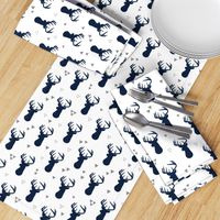 Navy Deer Buck Silhouette & Grey Triangles – Woodland Baby Boy Nursery Bedding