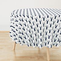 Navy Deer Buck Silhouette & Grey Triangles – Woodland Baby Boy Nursery Bedding