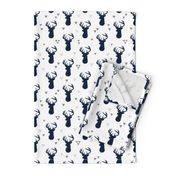 Navy Deer Buck Silhouette & Grey Triangles – Woodland Baby Boy Nursery Bedding