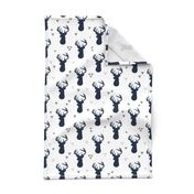 Navy Deer Buck Silhouette & Grey Triangles – Woodland Baby Boy Nursery Bedding