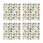 dachshund dog fabric dogs and cactus design - white