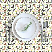 dachshund dog fabric dogs and cactus design - white