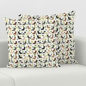 dachshund dog fabric dogs and cactus design - white