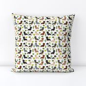 dachshund dog fabric dogs and cactus design - white