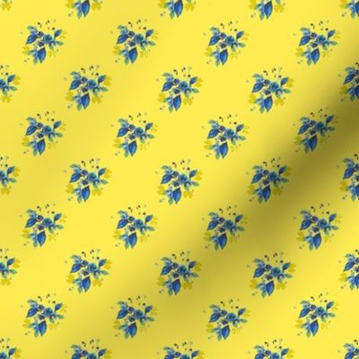 Roses in Blue with yellow background