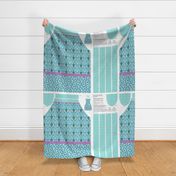 Mod Deco Floral Damask Turquoise Cut and Sew Apron