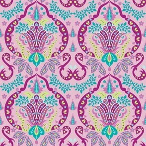 Mod Floral Damask Deco Magenta Pink