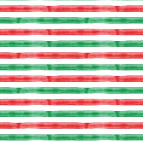 watercolor stripes - Christmas - red and green