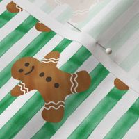 gingerbread man on green stripes