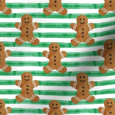 gingerbread man on green stripes