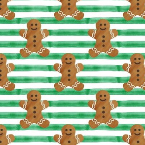 gingerbread man on green stripes