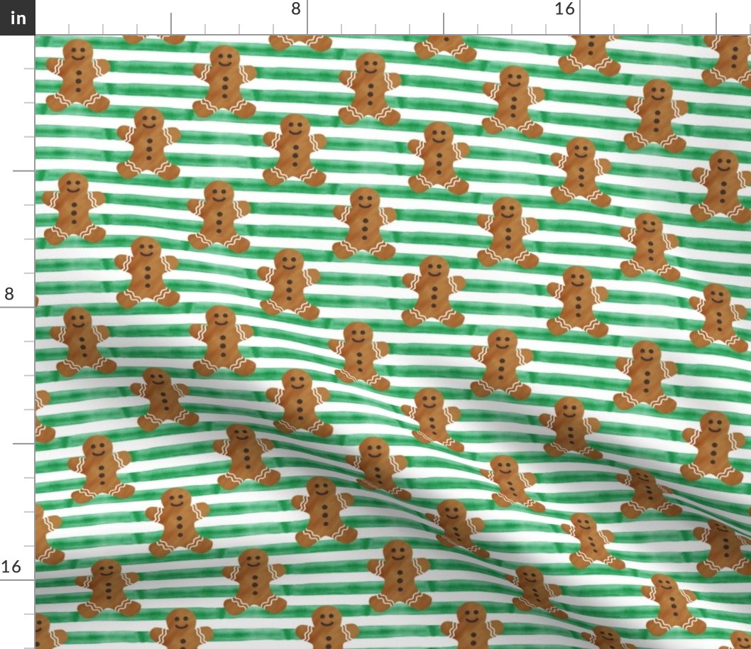 gingerbread man on green stripes